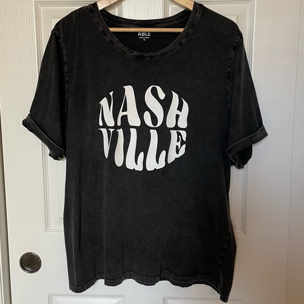 📍SOLD ABLE Nashville Premium Vintage Black Boxy Fit T-Shirt - Size 1X